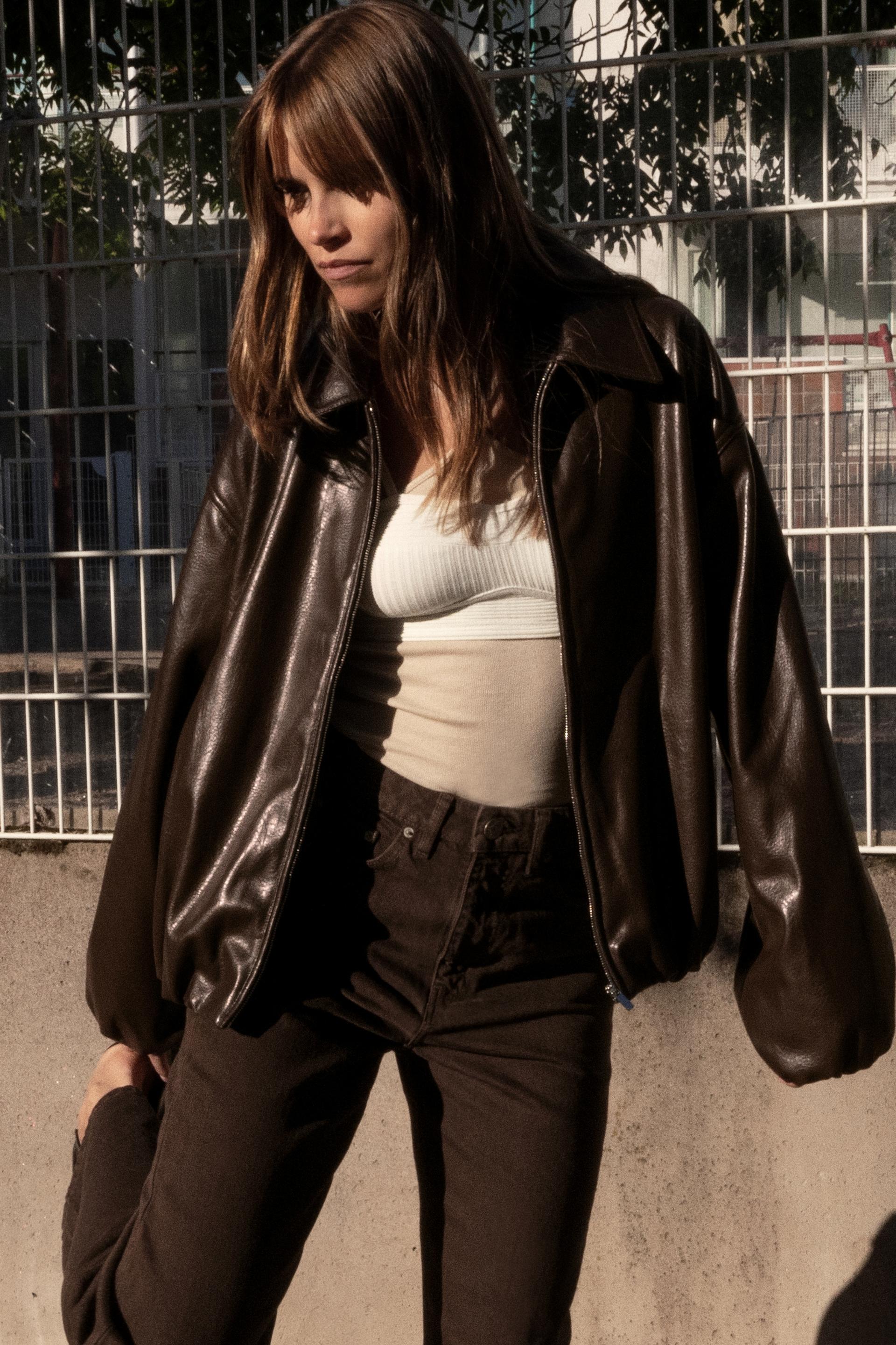 FIONA FAUX LEATHER BOMBER JACKET