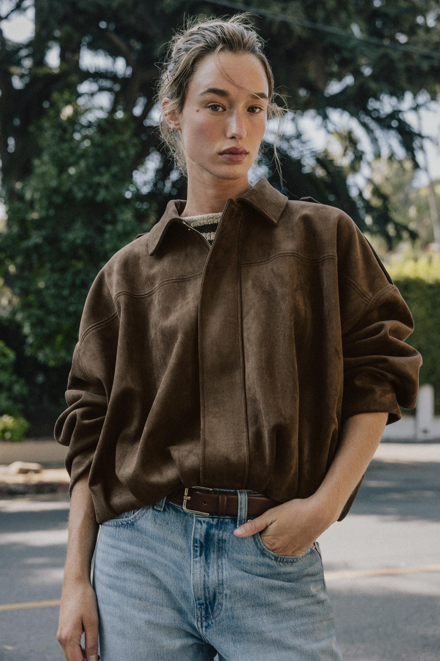 ELIXIR SUEDE EFFECT BOMBER JACKET