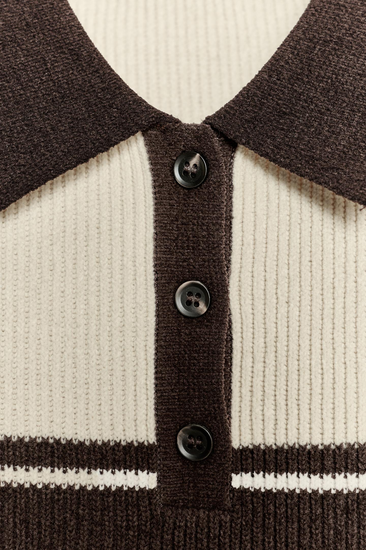 GLITZ RIB KNIT POLO TOP