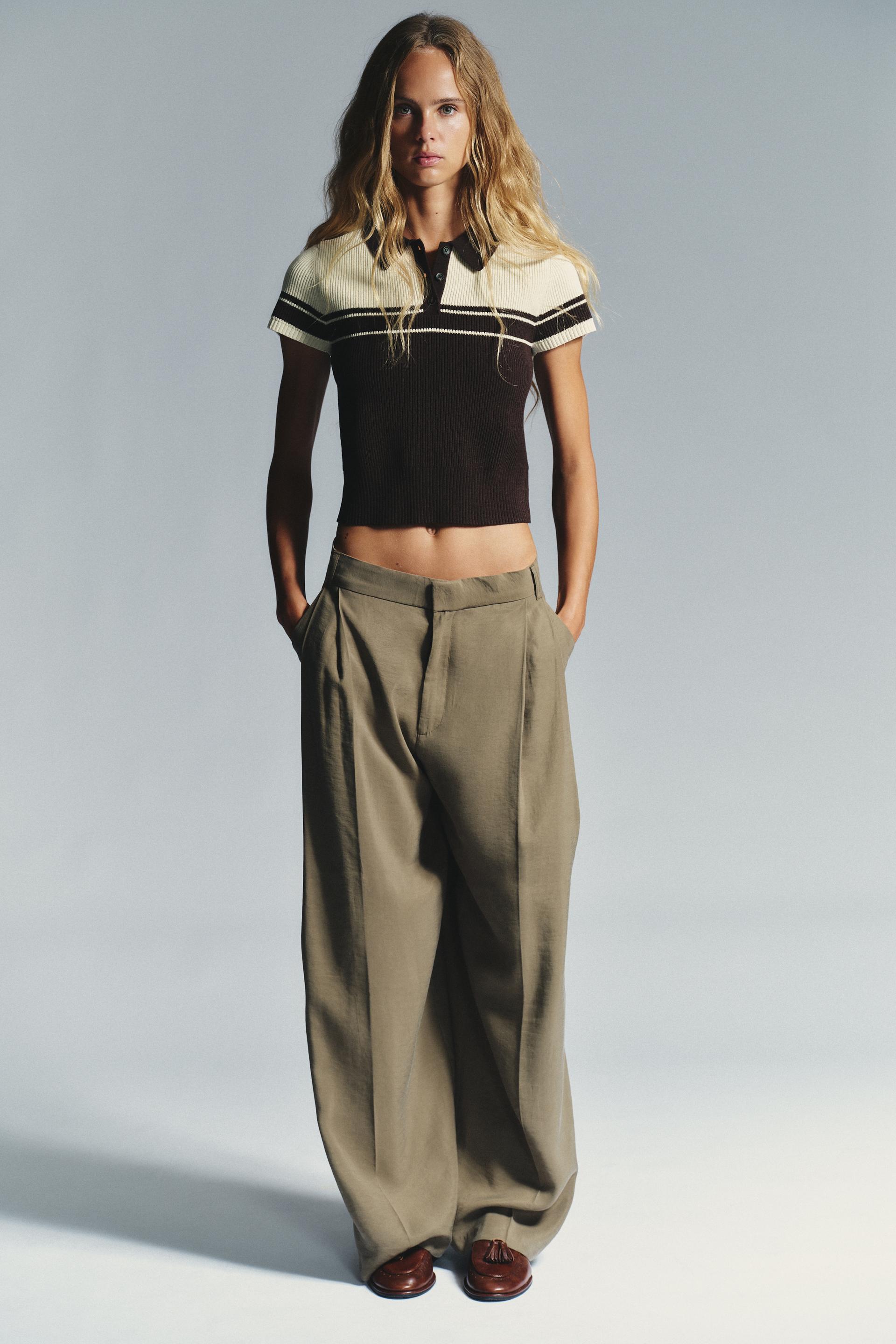 GLITZ RIB KNIT POLO TOP