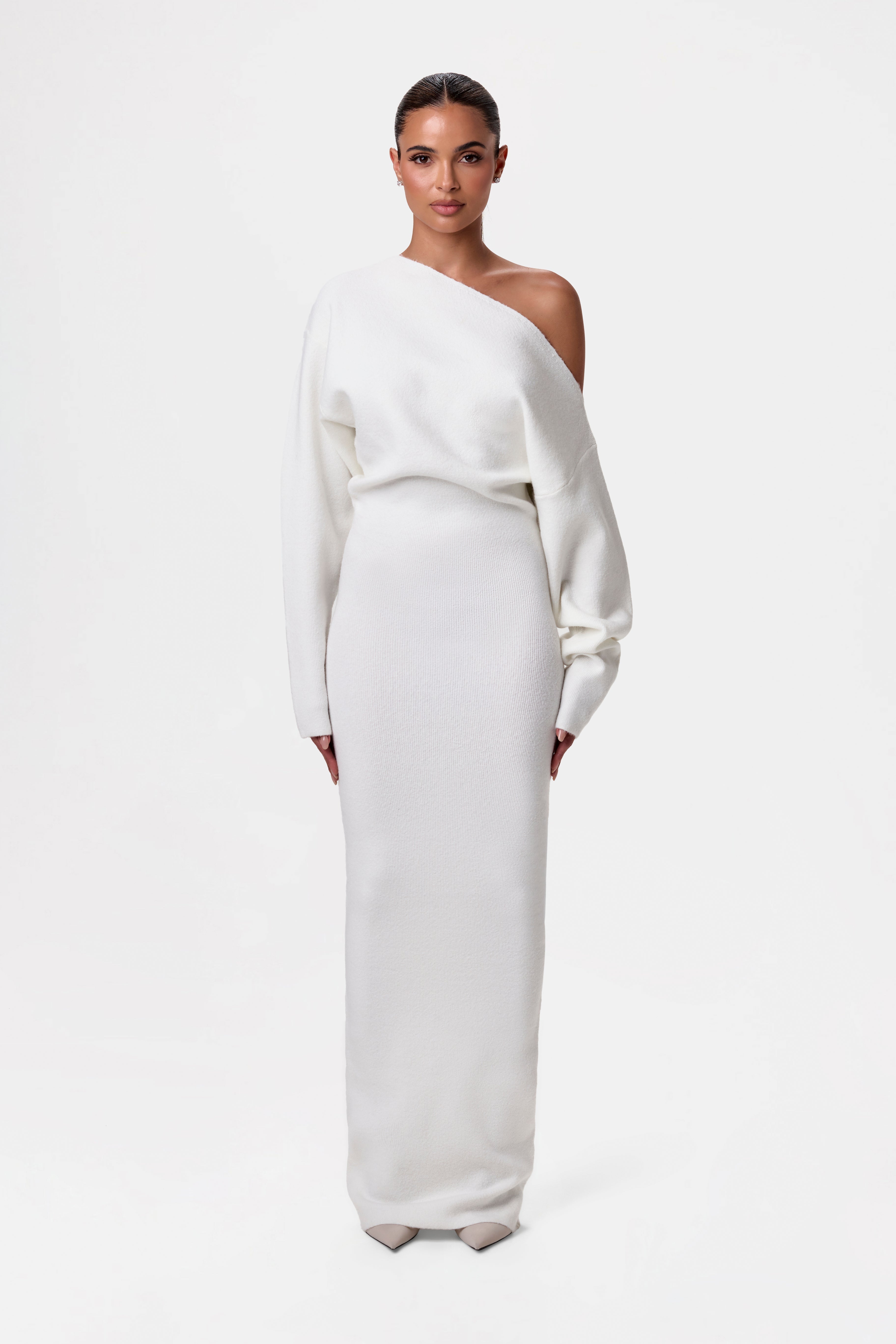 ALISSA KNIT OFF-SHOULDER MAXI DRESS