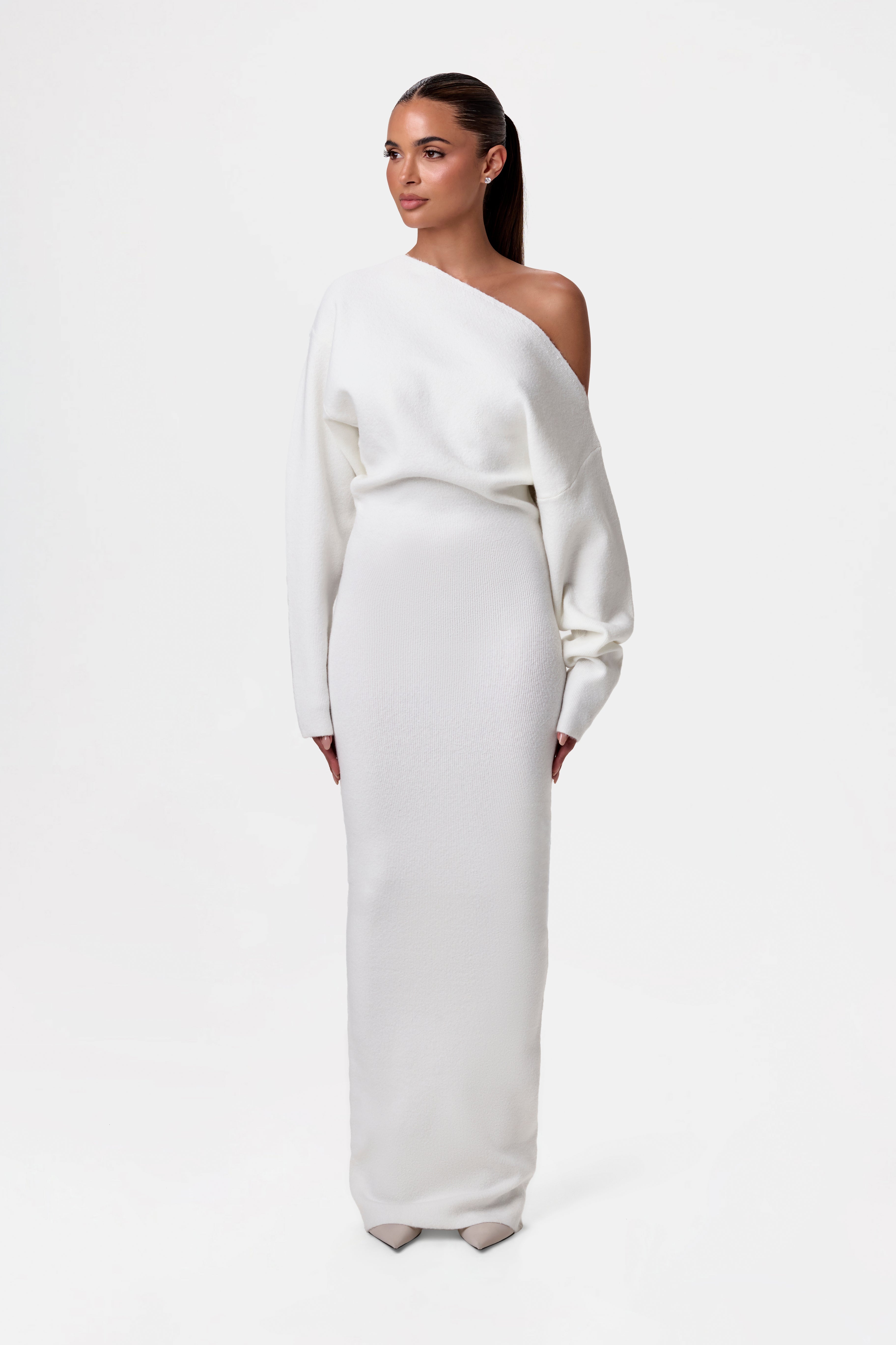 ALISSA KNIT OFF-SHOULDER MAXI DRESS