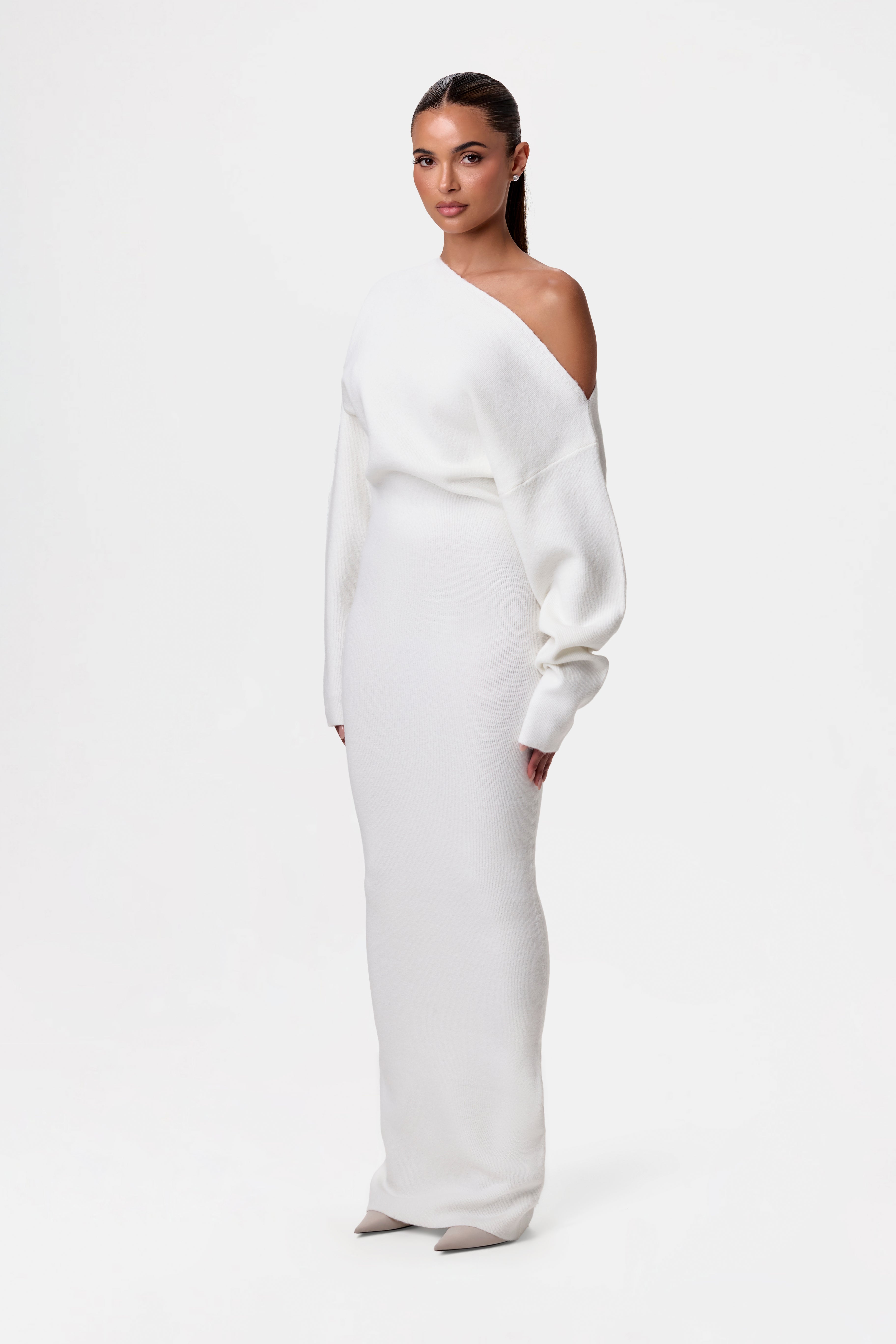 ALISSA KNIT OFF-SHOULDER MAXI DRESS