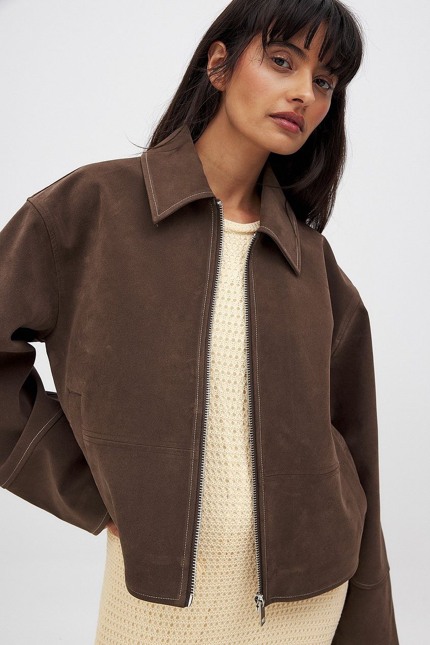 AMAL FAUX SUEDE ZIP JACKET