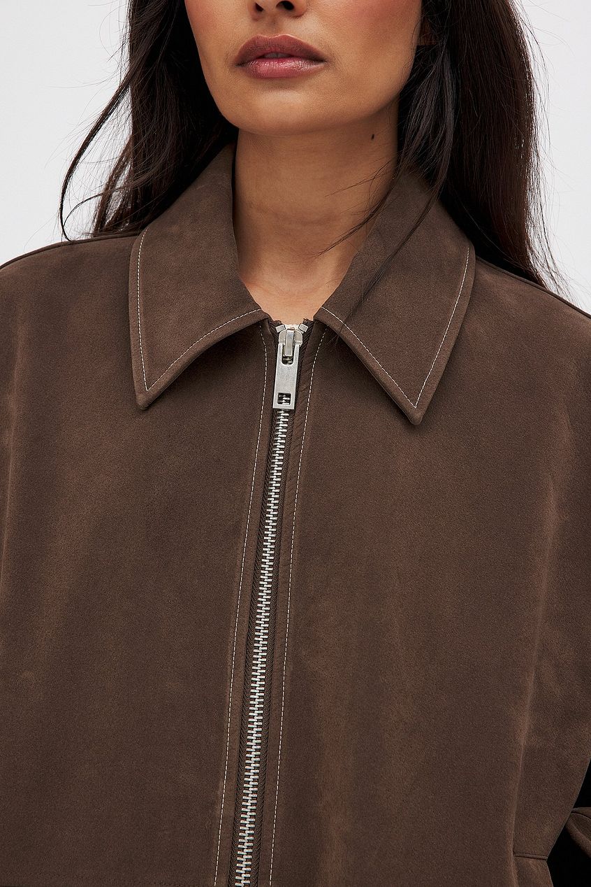 AMAL FAUX SUEDE ZIP JACKET